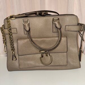 Michael Kors Taupe Tote with Gold Chain